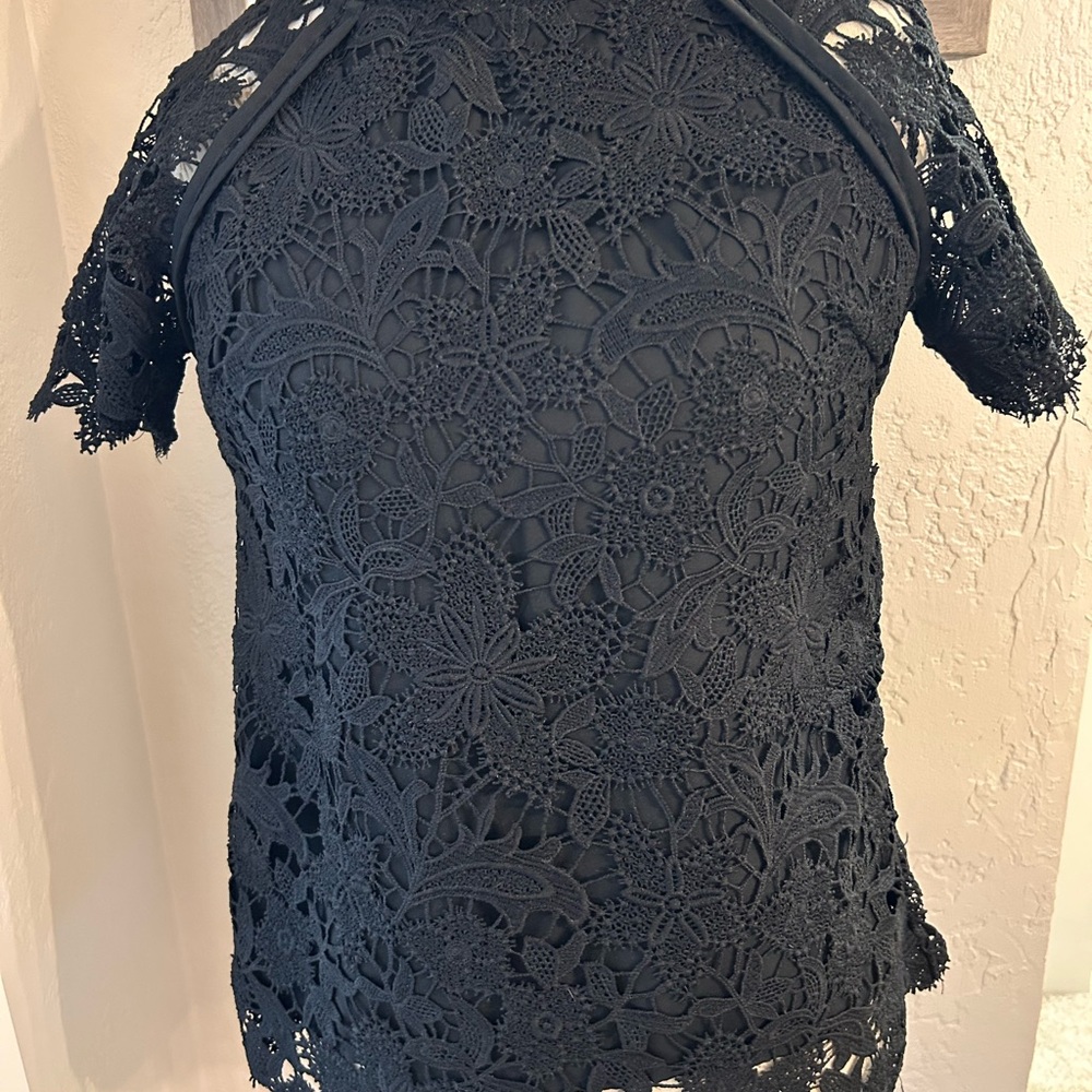 Anthropologie Guest Editor  Black lace cutout top